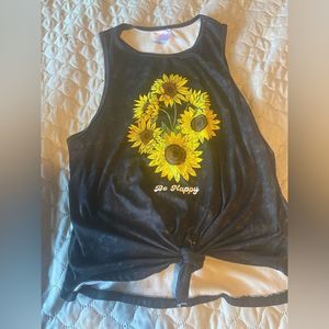 No boundaries Be happy Sunflower sleeveless shirt